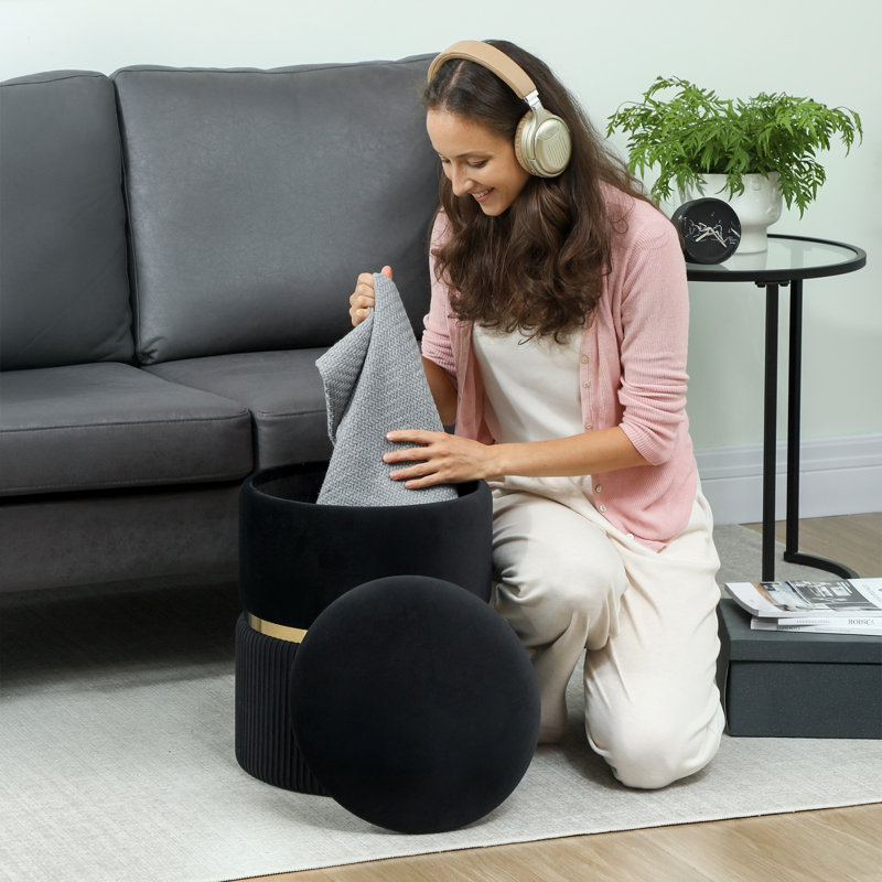 36cm Wide Standard Ottoman, Black