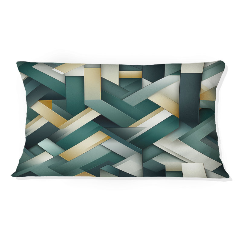 Motif géométrique vert et or - Coussin décoratif imprimé géométrique