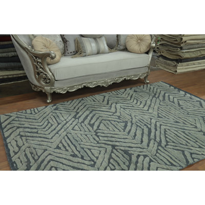 Tapis indien contemporain en laine 6x9