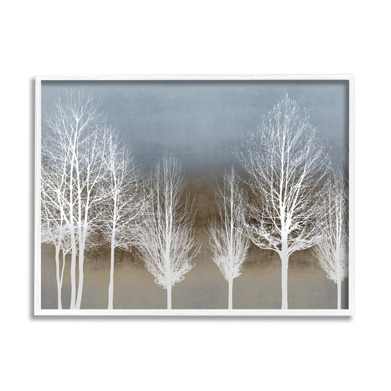 «Abstract Forest Line White Bare Tree Silhouettes» par - Impression, H 11 po x l 14 po x P 3 po