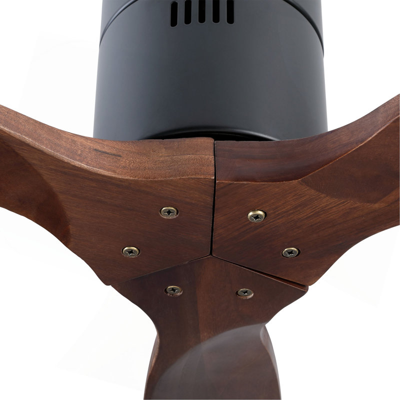 Ventilateur de plafond rustique d'intérieur 52 pouces noir mat avec 3 pales en bois massif et télécommande