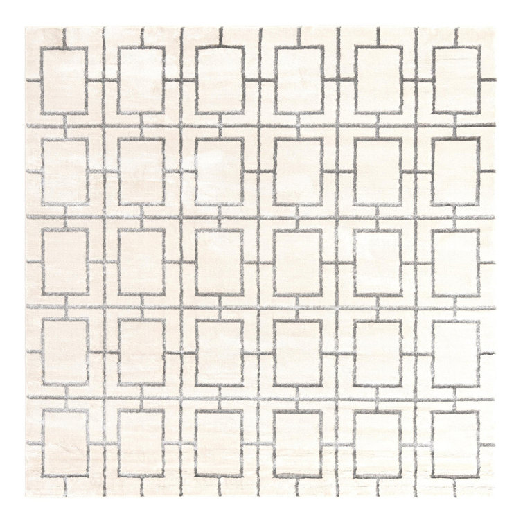 Glam Geometric White Silver Area Rug