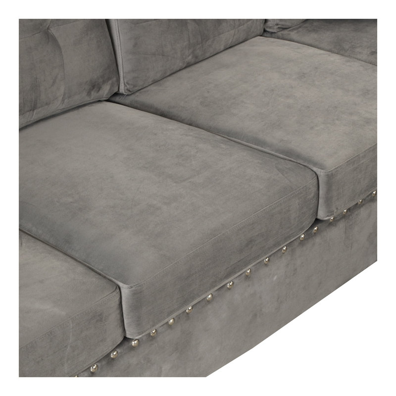 Canapé modulaire moderne avec repose-pieds avec rangement, canapé en L avec 2 coussins et porte-gobelet, canapé modulaire avec méridienne réversible pour le salon