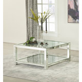 Emad Rectangular Coffee Table with Glass Top Mirrored and Clear