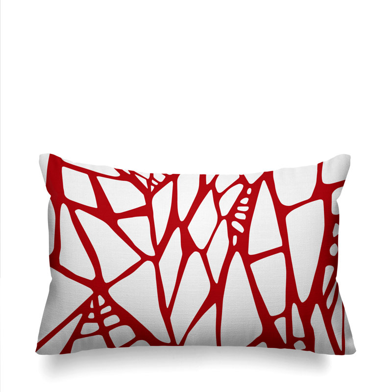 Claiborn Geometric and Abstract Outdoor Reversible Throw Pillow, Red