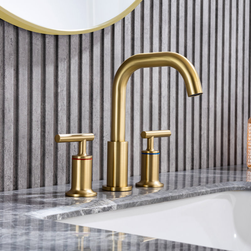 Widespread 2-handle Bathroom Faucet, Brushed Gold