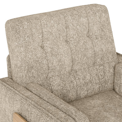 29" Wide Upholstered Solid Wood Accent Chair With Folding Side Table