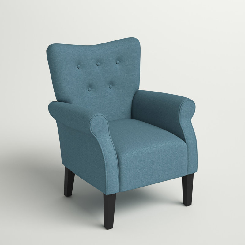 30.3" Wide Tufted Upholstered Armchair, Blue Linen