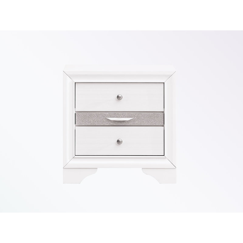 Table de chevet avec trois tiroirs, Blanc