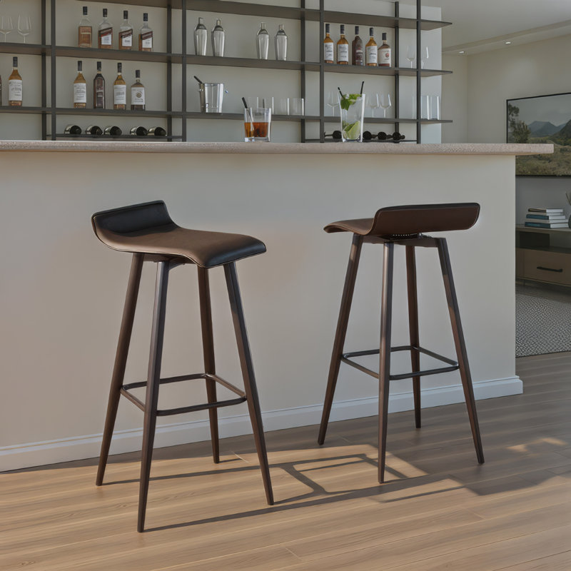 Tabouret de bar pivotant à hauteur fixe Camargo avec pieds fuselés en métal, Espresso