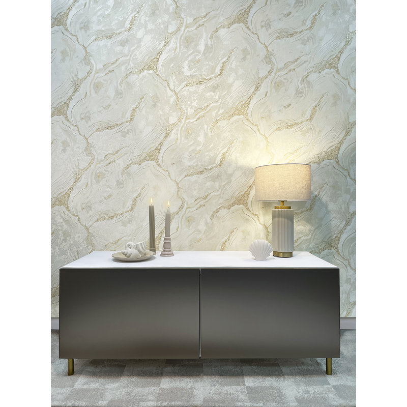 Crozet 10.05m x 53cm Textured Glitter Wallpaper Roll, Natural