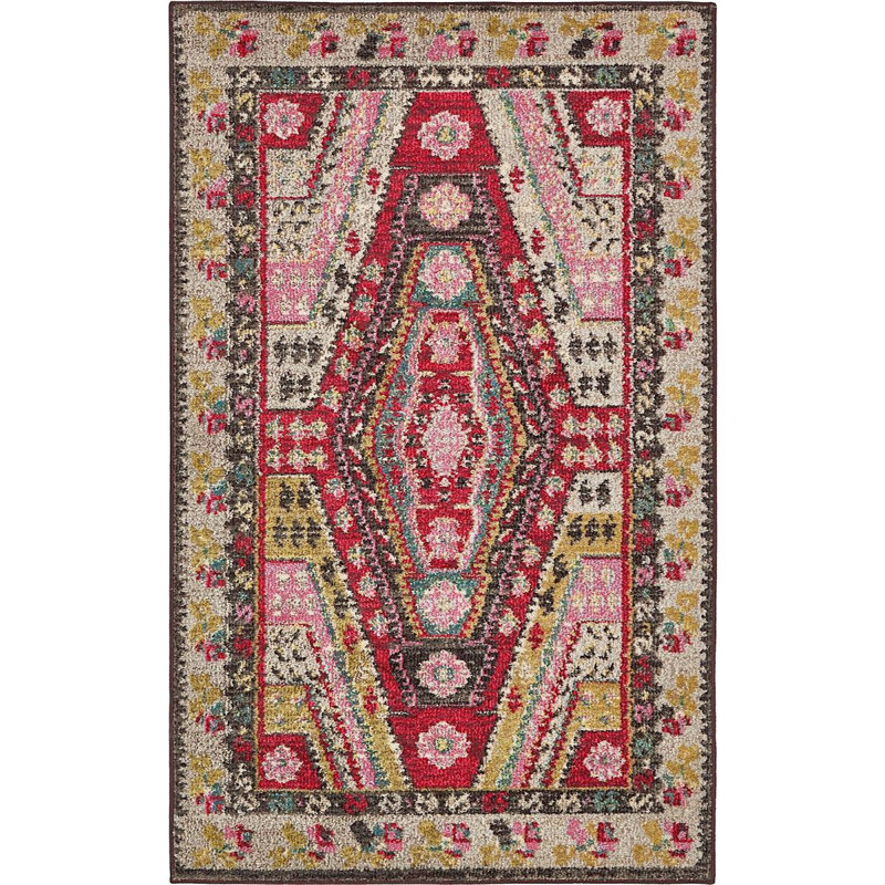Tapis oriental beige / rouge Beverley, Rectangle 3 pi 3 po x 5 pi 3 po