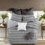Ensemble de literie en coton de style campagnard, édredon gris noir pour la maison