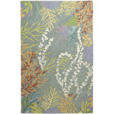 To Bay Go Floral Handmade Tufted Wool Area Rug in Blue/Green/Gray
