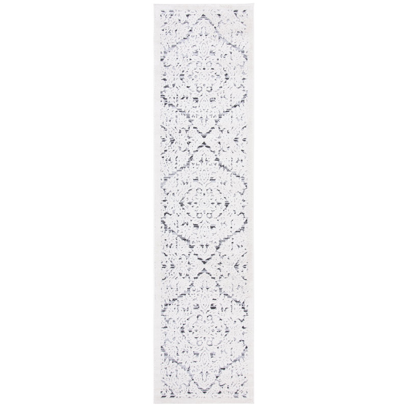 Areena Geometric Ivory/Gray Indoor / Outdoor Area Rug, Runner 2'2" x 7'