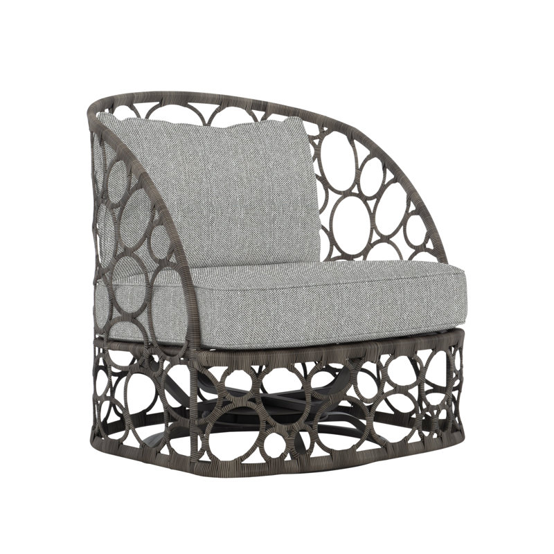 Bali Swivel Patio Chair with Cushions, Light Grey/Dark Grey Linen 6032-110, Dove Gray