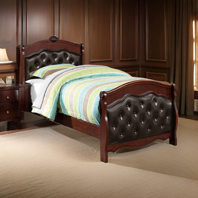 Jeny, Tufted Camelback Faux Leather Upholstery