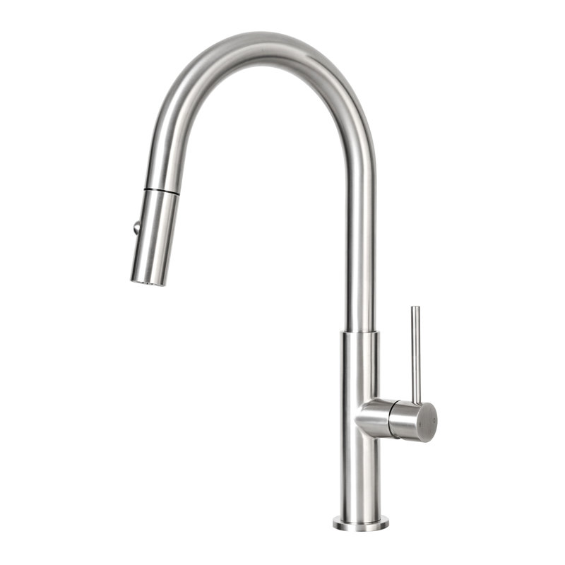 Kitchen Faucet with Pull Down Sprayer, Single Hole Kitchen Sink Faucets, 304 Stainless Steel, Dual-Function Faucet for Sink Farmhouse, Brushed Nickel