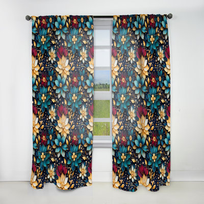 Motif marocain Boho Motif IV - Rideau floral - Rideau floral obscurcissant - 1 panneaux