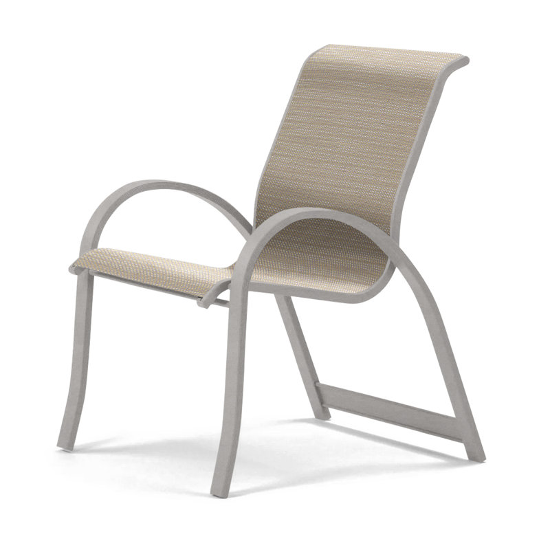Aruba Stacking Patio Dining Armchair, Red 1D Sunbrella®, Warm Gray