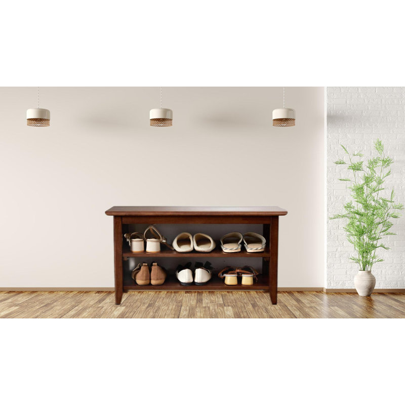 Falzetta Solid Wood Storage Bench, Brown, 16.5" H x 31.5" W x 11.8" D