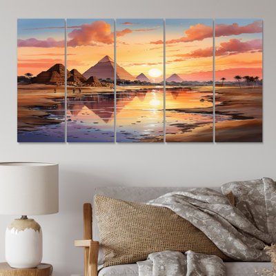 Egypt Pyramid Ancient Wonders I - 5 Piece Wrapped Canvas Print -  Union Rustic, 0ADA5FFFFEA0498ABD45386322325285