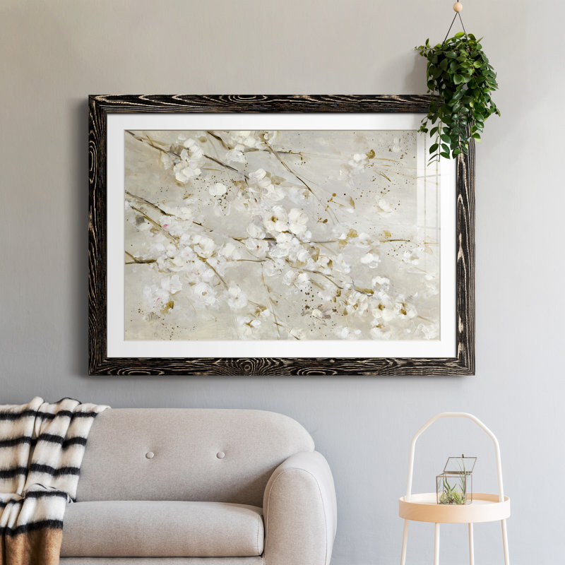 Soft Spring Blossoms - Peinture encadrée, H 31 po x l 44 po x P 1 po, Cadre noir