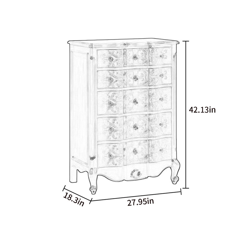 5-Drawer Hand-Painted Entryway Accent Chest