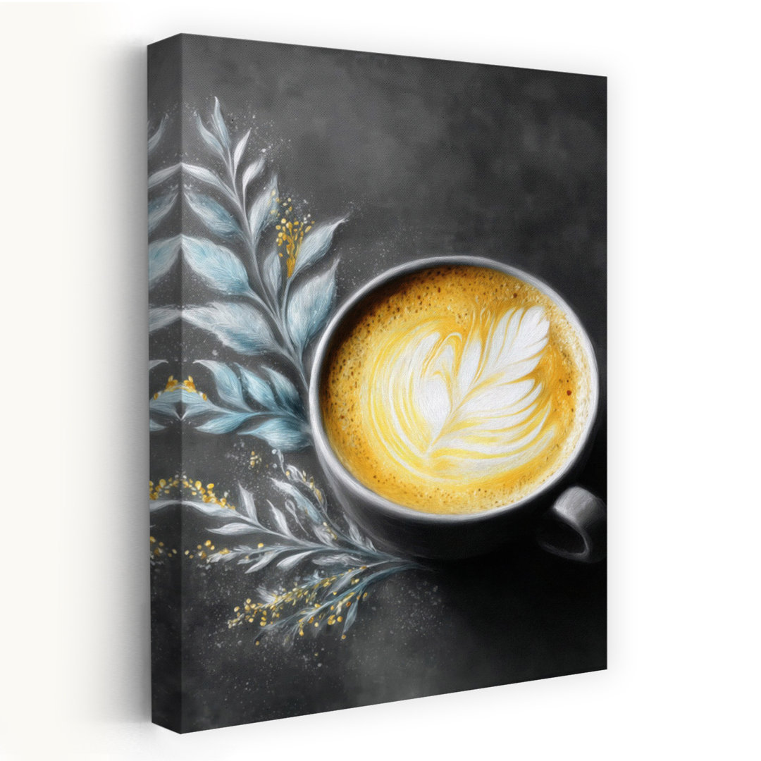 Latte Feather Elegant Abstract Contemporary Plant Landscape Wall Art Print