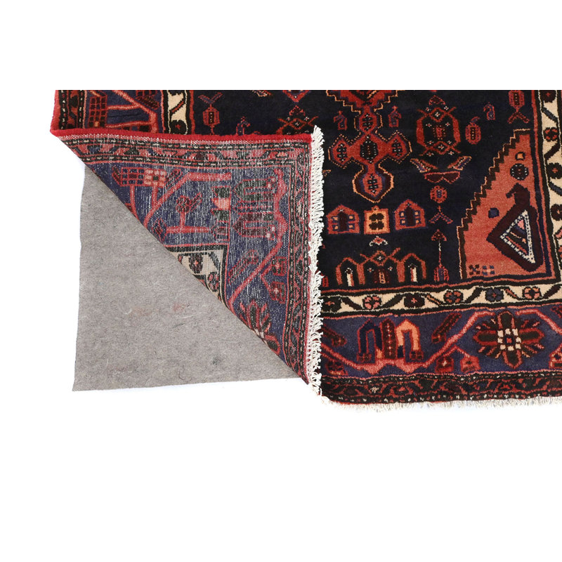 Tapis oriental orange et rouge à motif géométrique tribal 4 x 7