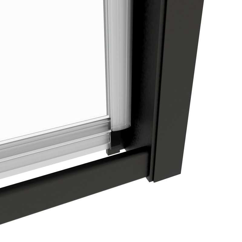 Porte de douche noire matte avec pivot pivotant - 44-48 "x 71", verre trempé 1/4 ", poignée en acier inoxydable, fermeture magnétique, conception à fuites, facile à assembler H 71" noir, fuite de 6 mm, installation réversible
