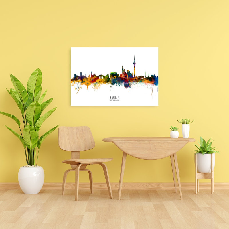 Paysage urbain coloré de Berlin abstrait, impression d'art mural de la ville contemporaine, H 24 po x l 36 po