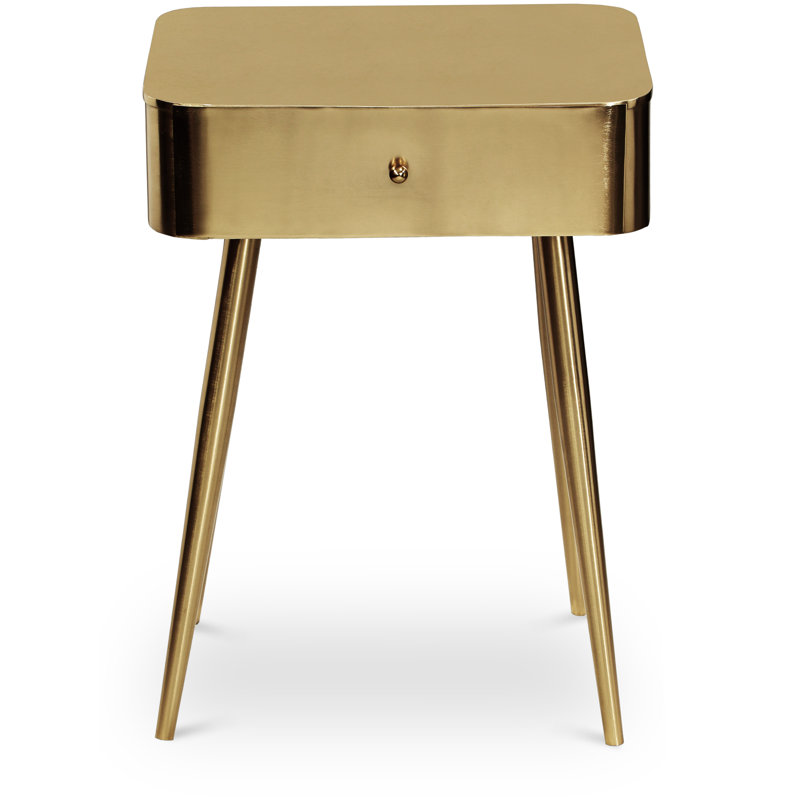 Kiyotsugu 17'' W Metal Nightstand, Gold