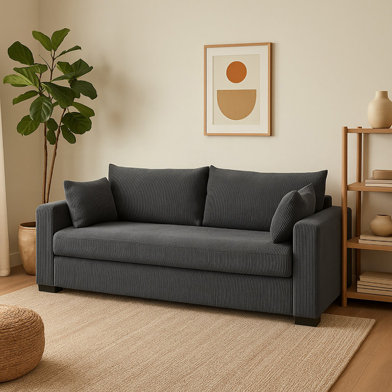 Canapé rembourré avec assise profonde, canapé moderne, Gris foncé