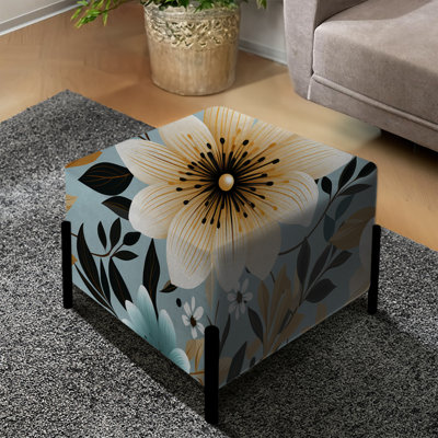 Ivoire de style bord de mer à motif floral - repose-pieds carré floral