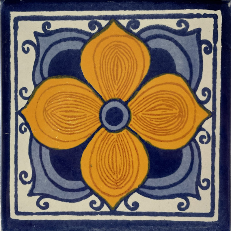 4.2" x 4.2" 9pcs TalaMex Marigold Talavera Mexican Tile