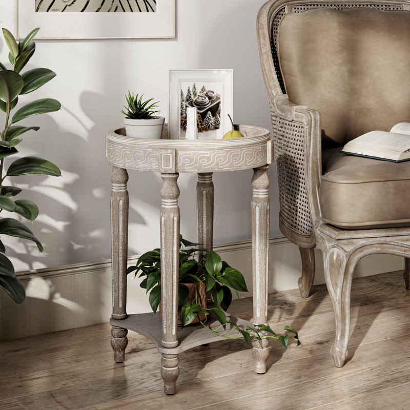 Rustic Farmhouse End Table With Storage Shelf