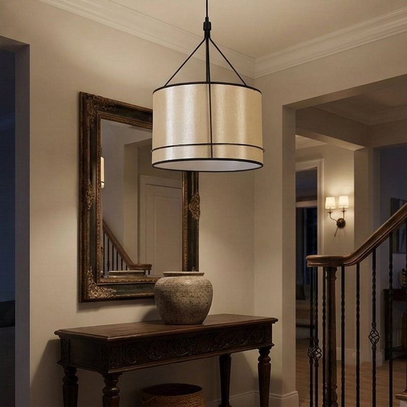 Lustre cylindrique à hauteur ajustable Aura, Doré chaud