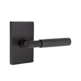 Emtek Select Privacy Leverset w/ Modern Rectangle Rosette, T-Bar Stem & Knurled Handle Left Hand