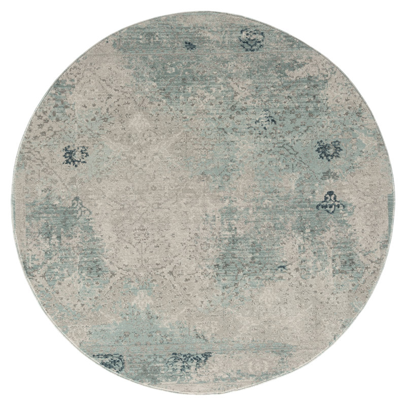 Tedesco Abstract Area Rug in Ivory/Blue