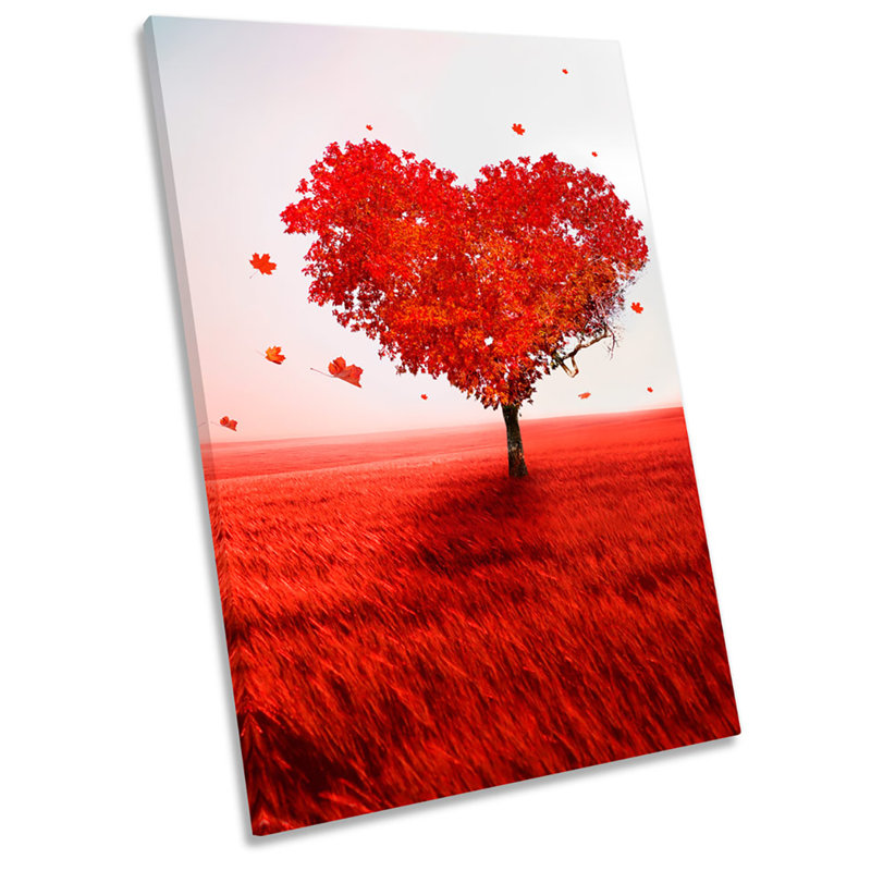 Love Heart Tree Floral - Wrapped Canvas Print, 36cm H x 24cm W