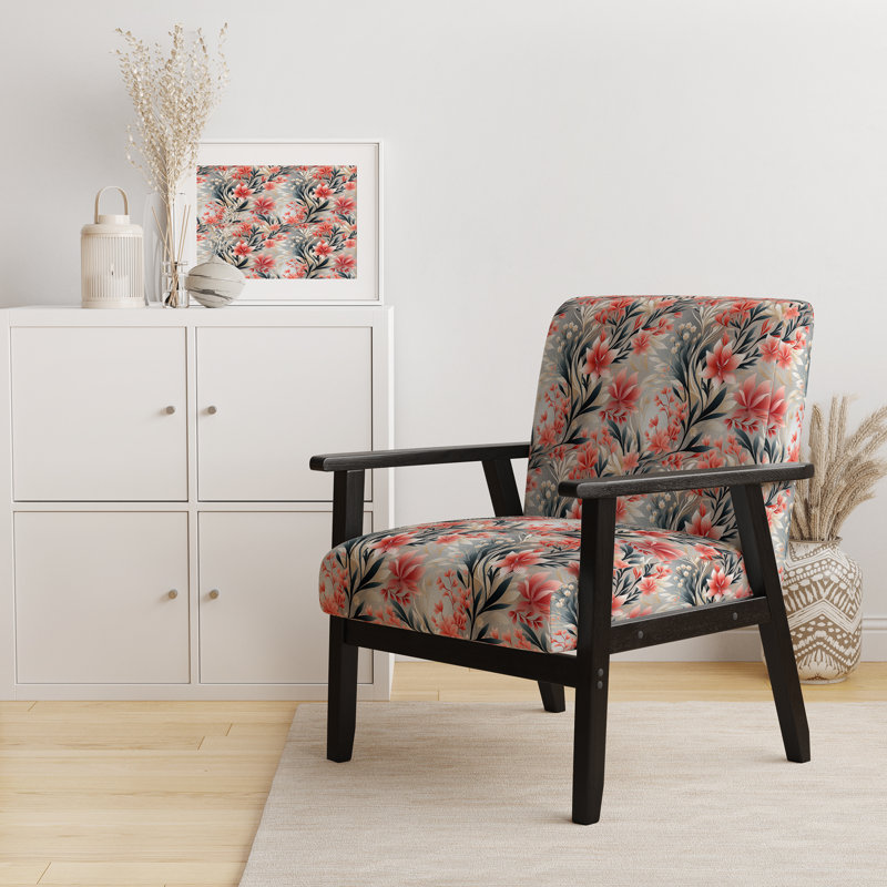 Fauteuil rembourré d'appoint tropical D, Motif tropical corail discret II