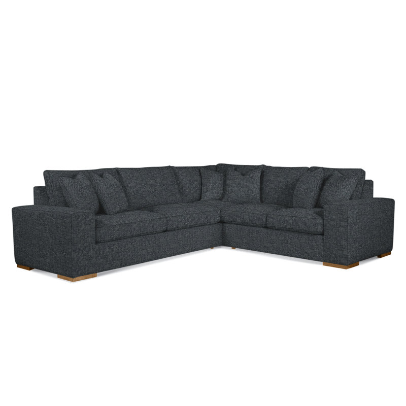 Memphis Sectional, Blue Chenille/Velvet Solid; 0809-63, Right Hand Facing, Honey