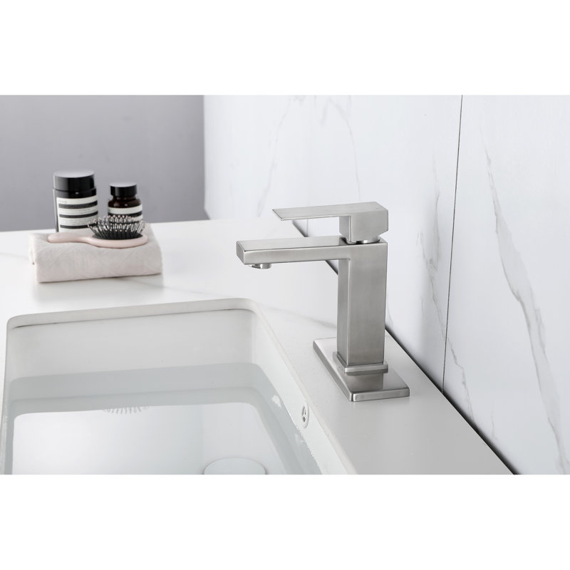 Waterfall Spout Bathroom Tap, Single Handle Stainless Steel Faucet In Brushed Nickel, Excellent Quality For Durability, To Corrosion And Fingerprints, Quiet Splash- Water Discharge Efficacy Vanity