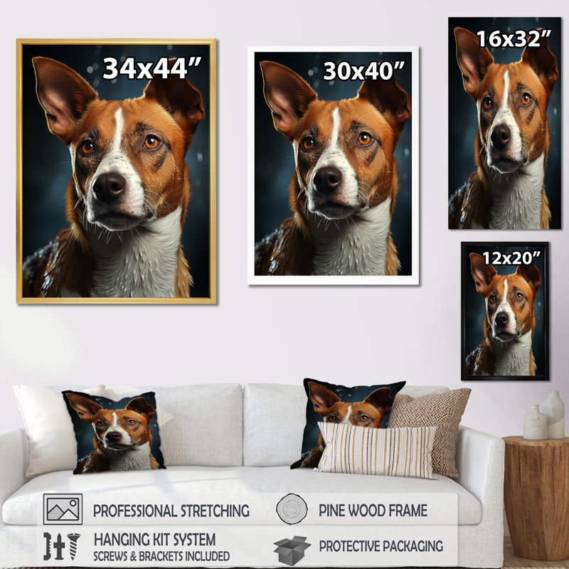«Dog Basenji Bliss II» sur toile, H 32 po x l 24 po x P 1 po, Cadre simple noir