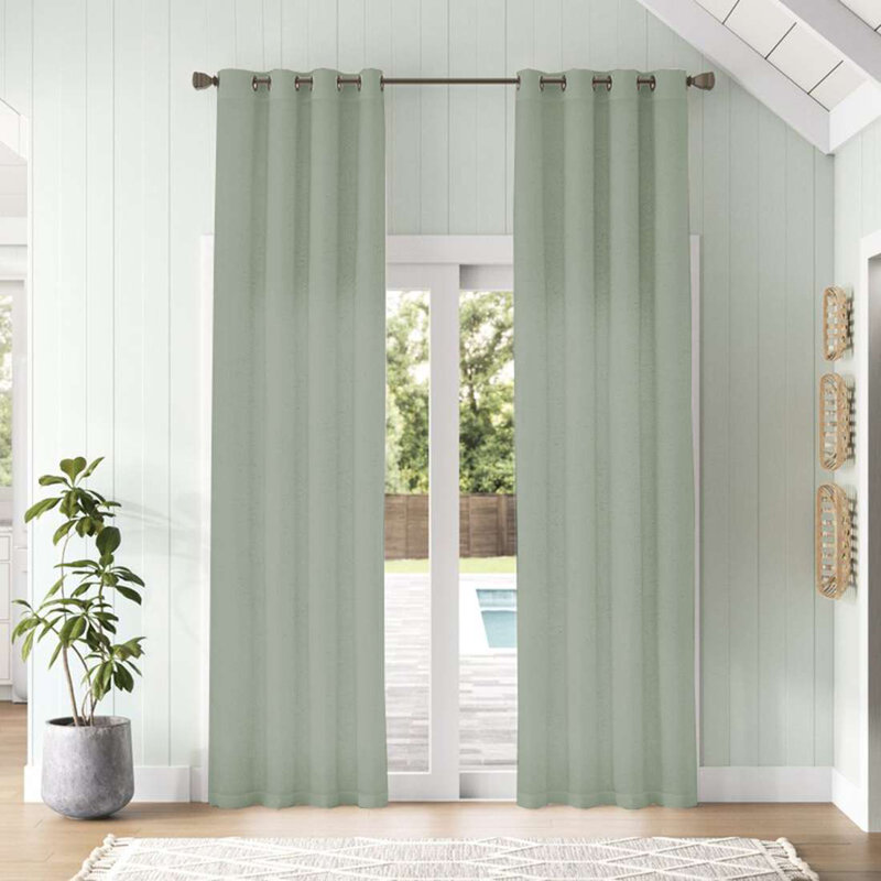 Rideaux en lin tissés transparents avec œillets Lyla, Ruppie maritime, L 52 po x L 96 po