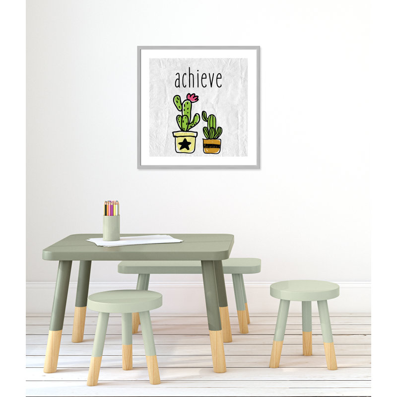 Impression sur papier Cacti C, Encadré de boîte argent, H 26,5 po x l 26,5 po x P 1,18 po