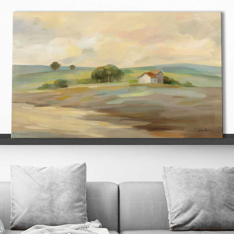 Chemin vers la ferme par Silvia Vassileva - Peinture, Toile tendue, H 24 po x l 40 po x P 1,5 po