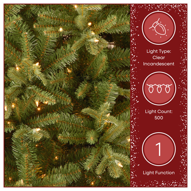 Tiffany Green Fir Artificial Christmas Tree with Clear Lights with Stand, 6.5'