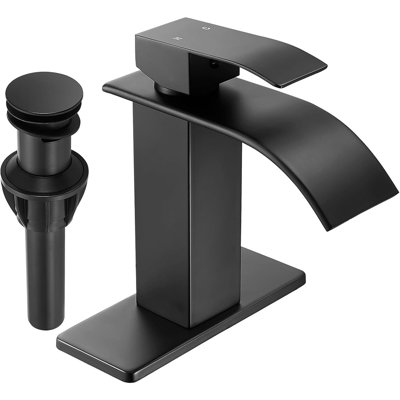 Robinet de salle de bain noir à cascade simple